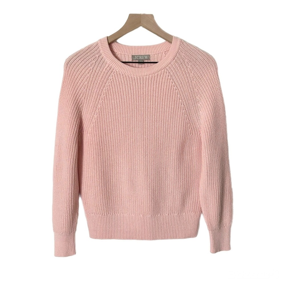 J.Crew Women's Pink Shaker Stitch Cotton Crewneck Raglan Sweater BN190 Size XS